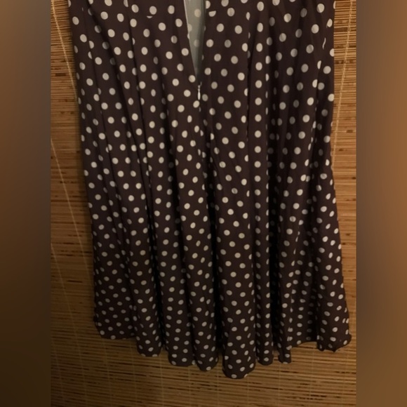 Cute Rockabilly Style Dress with Pleats Brown and White Polka Dot Size 16 - Picture 10 of 12